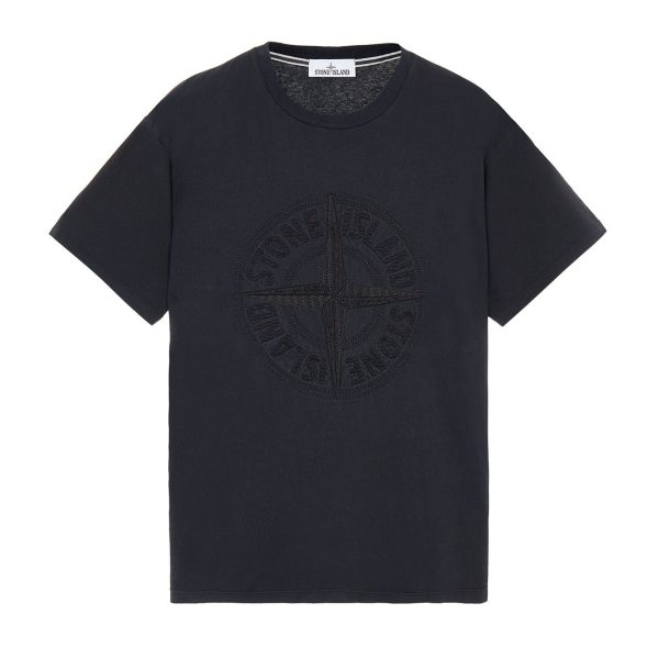 CAMISETA AZUL MANGA CORTA ALGODÓN LOGO STONE ISLAND
