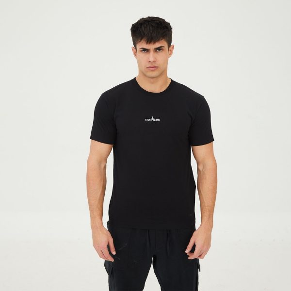 CAMISETA NEGRA EN MANGA CORTA CON LOGO STONE ISLAND