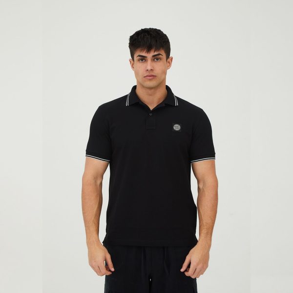 POLO NEGRO MANGA CORTA STONE ISLAND