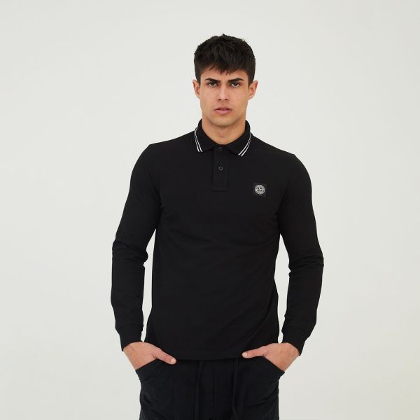 POLO NEGRO MANGA LARGA STONE ISLAND