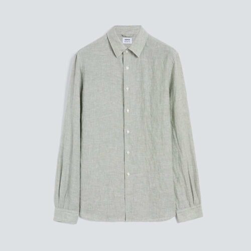 Aspesi camisa Comma en lino desvaído verde salvia