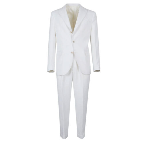 Traje Eleventy Milano blanco slim fit en lino con pliegues