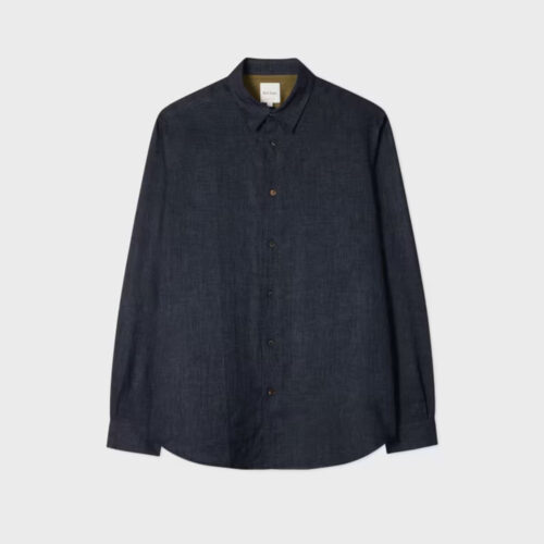 Camisa Lino Paul Smith Regular Fit azul marino