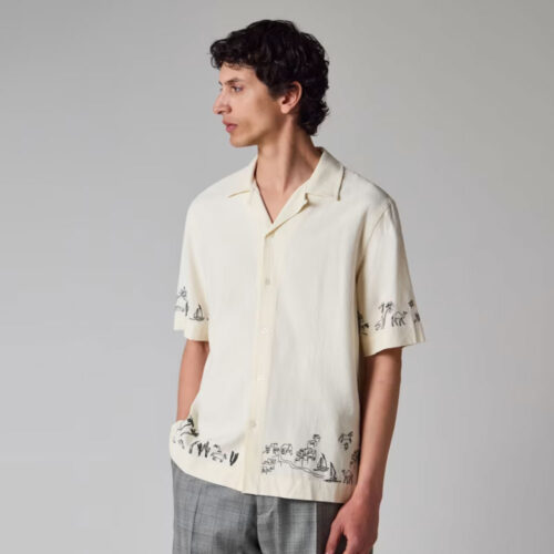 Camisa Paul Smith Ecru Viscose-Linen Embroidered