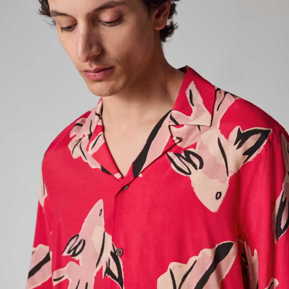 La camisa Paul Smith Bright Pink 'Le Peche Fish' Print en viscosa. Primavera-Verano 2026 hombre